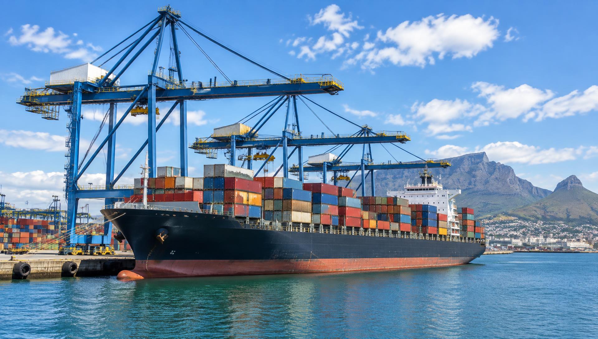 Container vessel at a South African cargo terminal