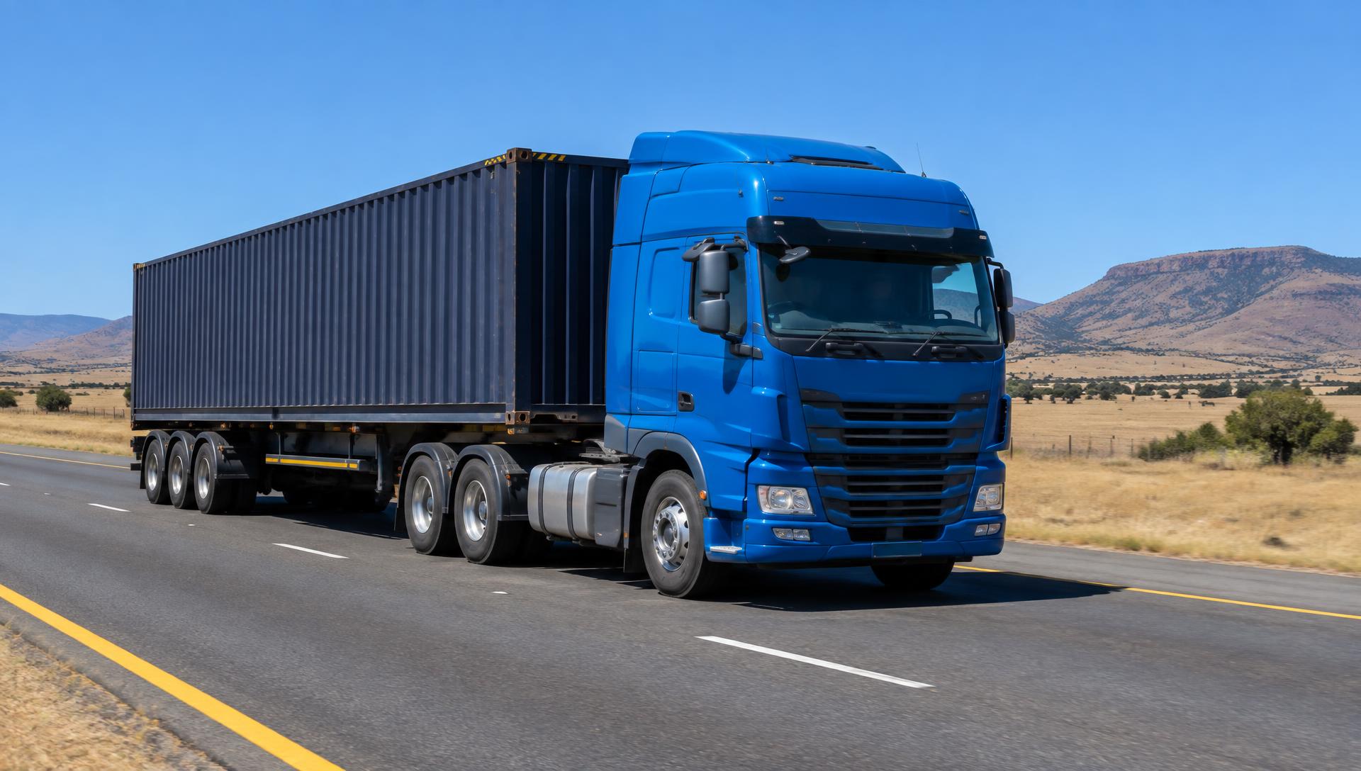 Container truck on a South African road in daylight